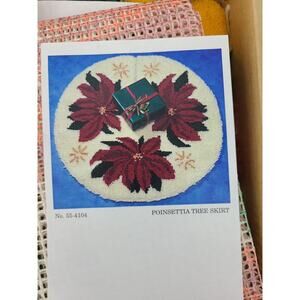 Herrschners® Poinsettia Tree Skirt Latch Hook Kit Complete in Box